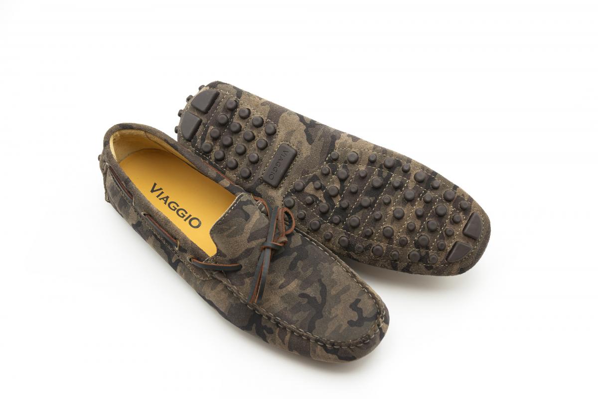 Mocassins lacets - Daim camouflage taupe - Homme
